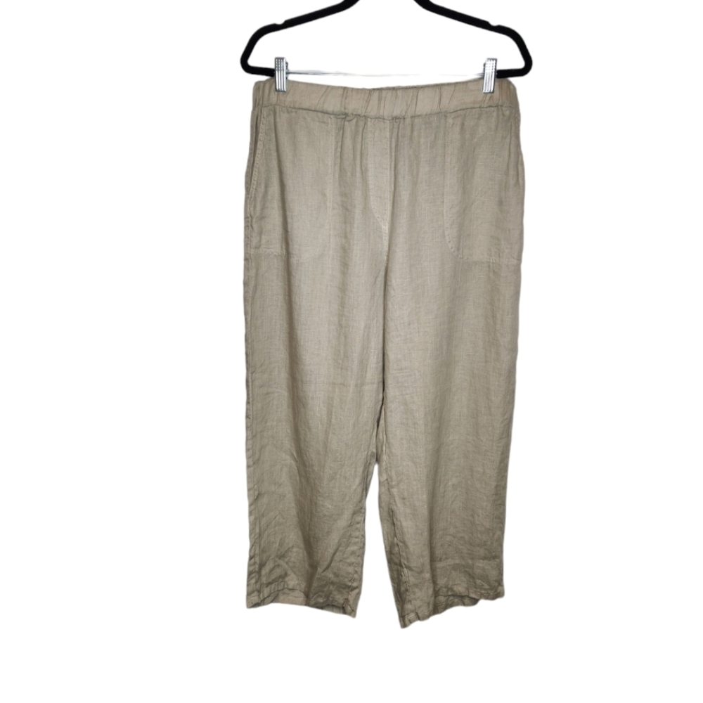NEW Sea Glass Lane Easy Crop Hanky Linen Pants in Rye XL